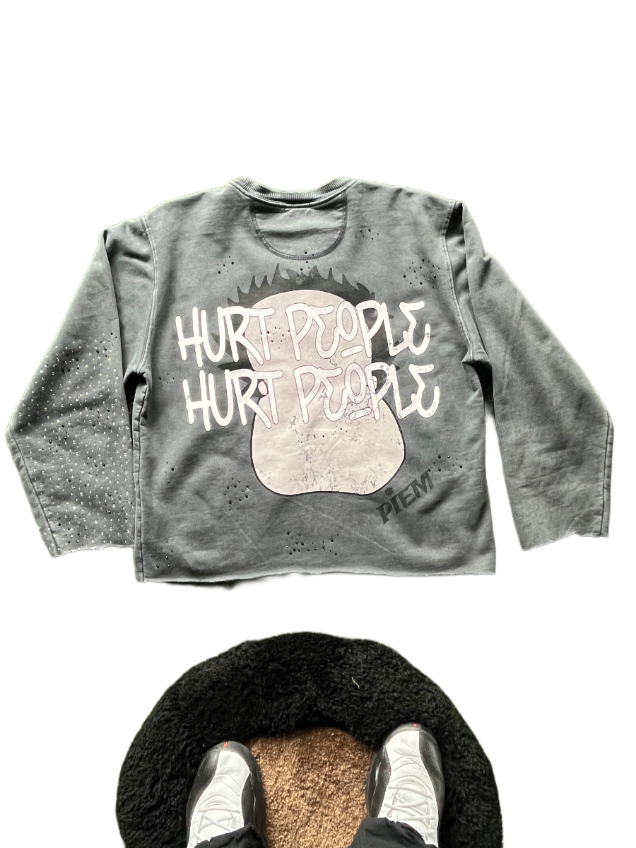 PIEM "Hurt people Hurt people" cropped sweater