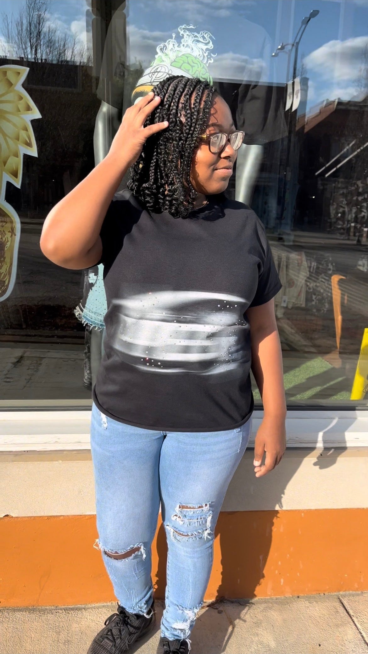 Black PIEM shooting star t-shirt
