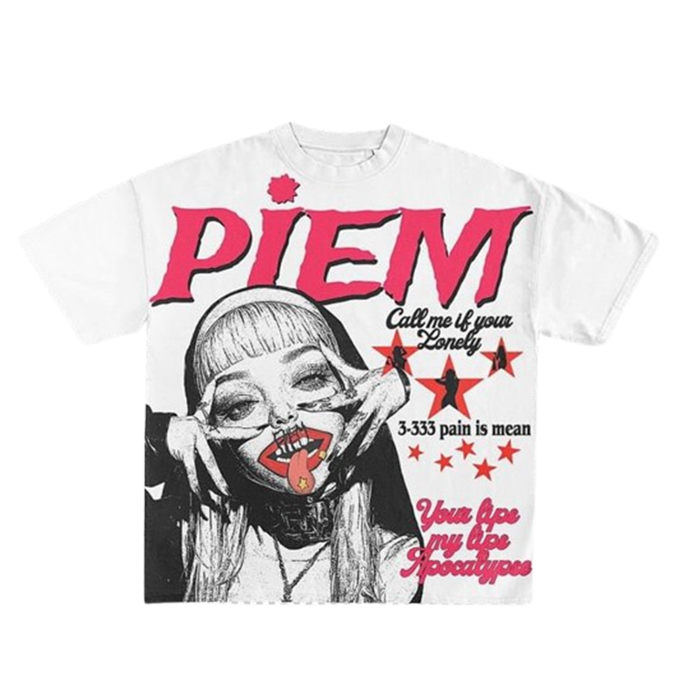 White/Pink PIEM "your lips my lips apocalypse" t-shirt