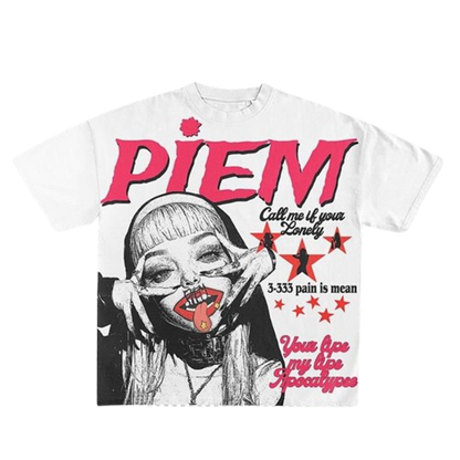 White/Pink PIEM "your lips my lips apocalypse" t-shirt