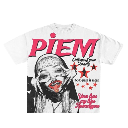 White/Pink PIEM "your lips my lips apocalypse" t-shirt